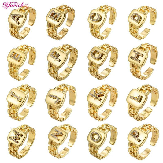 A-Z Letter Square gold RingsSPECIFICATIONS

 

Brand Name: Hfarich

 

Metals Type: Copper

Material: Metal

Gender: Women

Compatibility: All Compatible

Item Type: Rings

Function: fitness trSouvenir 4 youSouvenirs 4 you