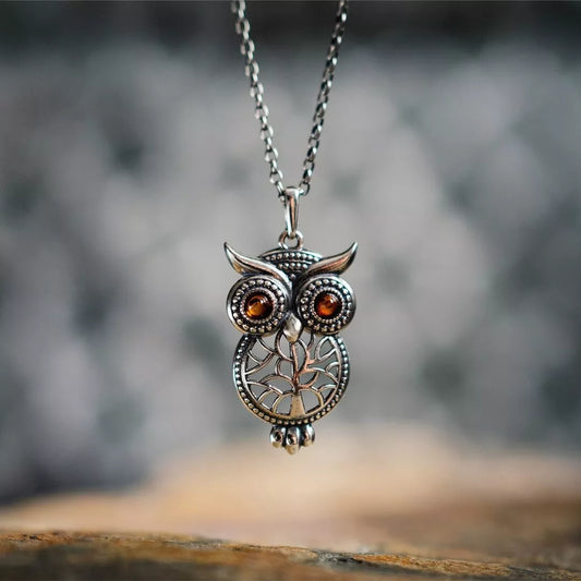 Silver Color Owl Pendant Necklace