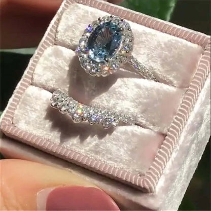 2pcs/set Fashion Oval Cut Natural Blue Crystal - Souvenirs 4 you