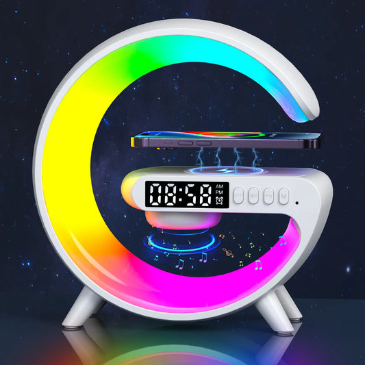 Multifunction Wireless Charger Pad Stand Speaker TF RGB Night Light 15W Fast Charging Station for iPhone Samsung Xiaomi Huawei