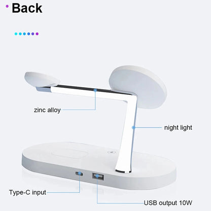 5 in 1 Magnetic Wireless Charger 15W Fast Charging Station Stand For Iphone Pro Max/Apple Watch/Airpods Pro with Led Night Light - Souvenirs 4 you