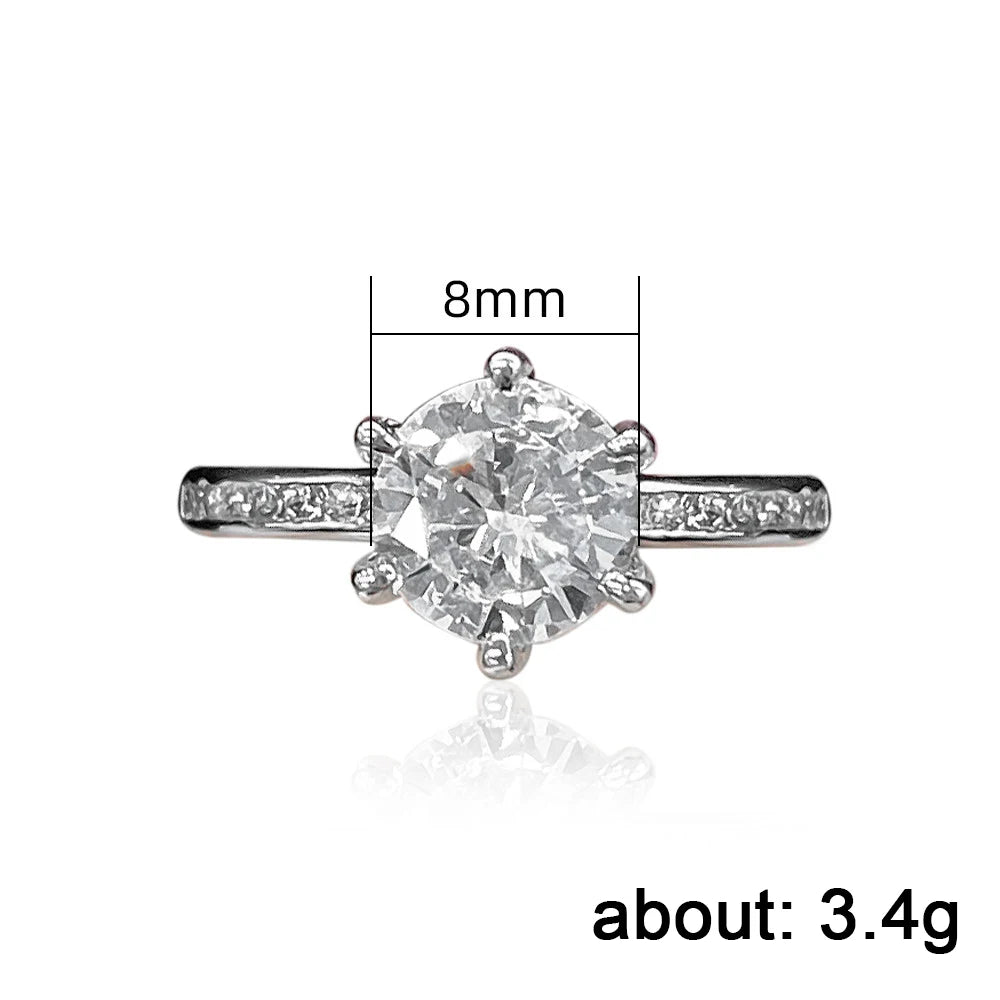 Classic Six Claws Design Crystal Engagement Ring - Souvenirs 4 you