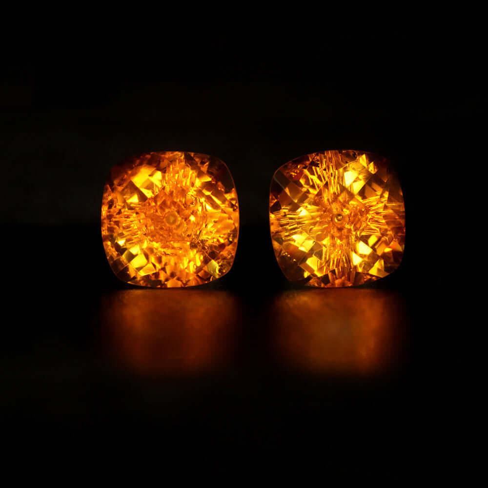 Pair Of Gold Square Crystal Stud Earrings