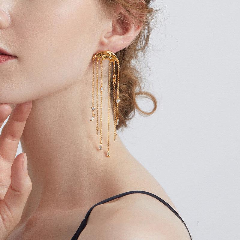 High-quality Water Ripple Tassel Earrings