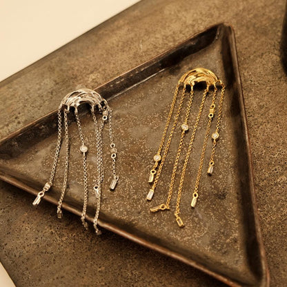 High-quality Water Ripple Tassel Earrings