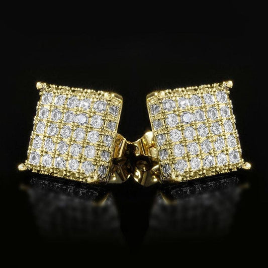 Fashion Micro Inlaid Zircon Square Stud Earrings