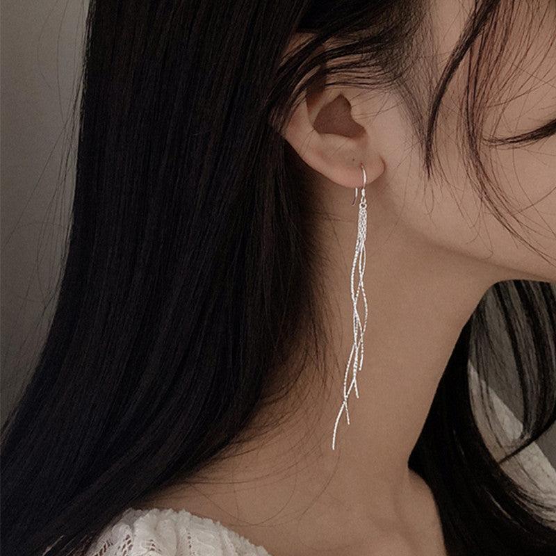 Trendy Long Sterling Silver High-end Tassel Earrings