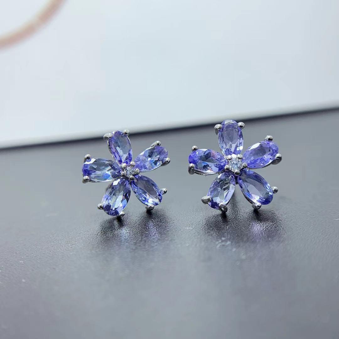 Inlaid Colored Gems Jewelry Natural Tamsang Flower Earrings