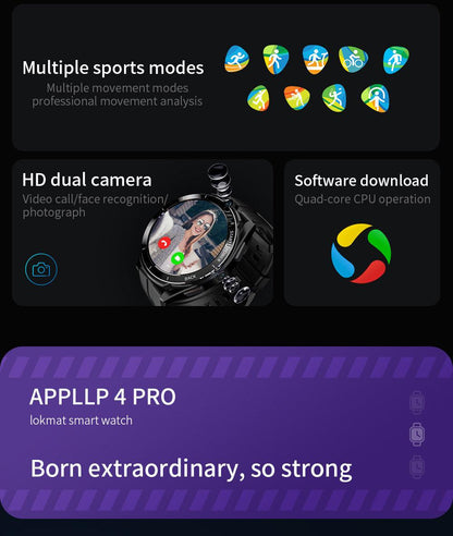ساعة ذكية جديدة Appllp4 Pro للرجال مزودة ببطاقة 4G 6 128G صورة مزدوجة 16 بوصة هدية عيد الميلاد