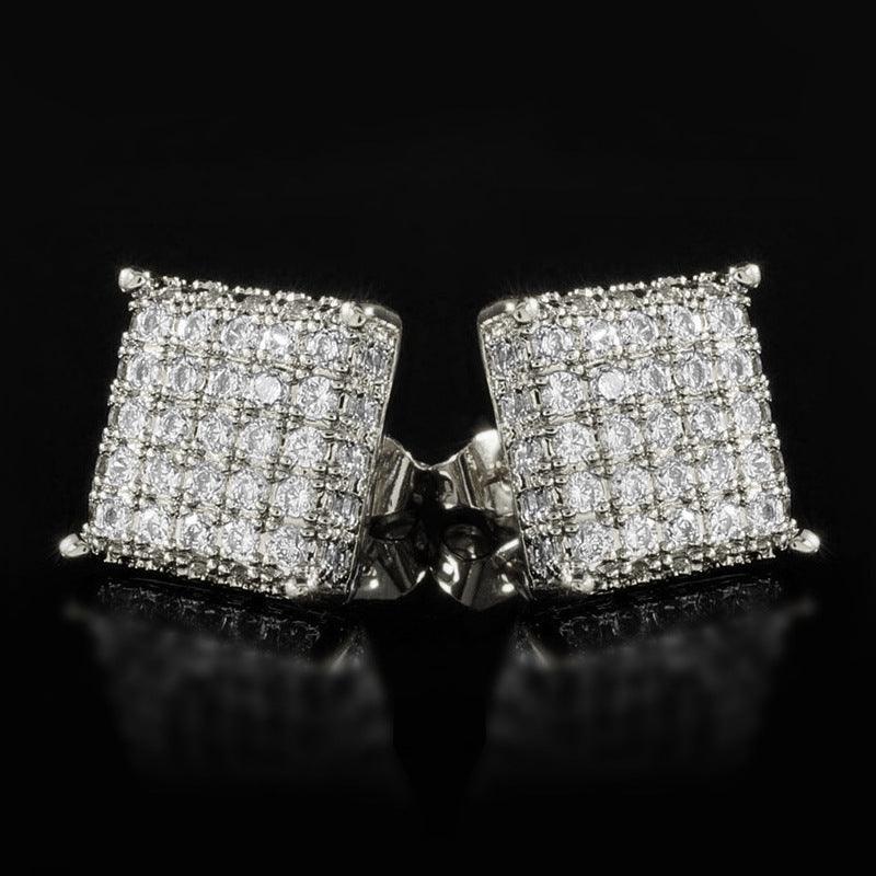 Fashion Micro Inlaid Zircon Square Stud Earrings