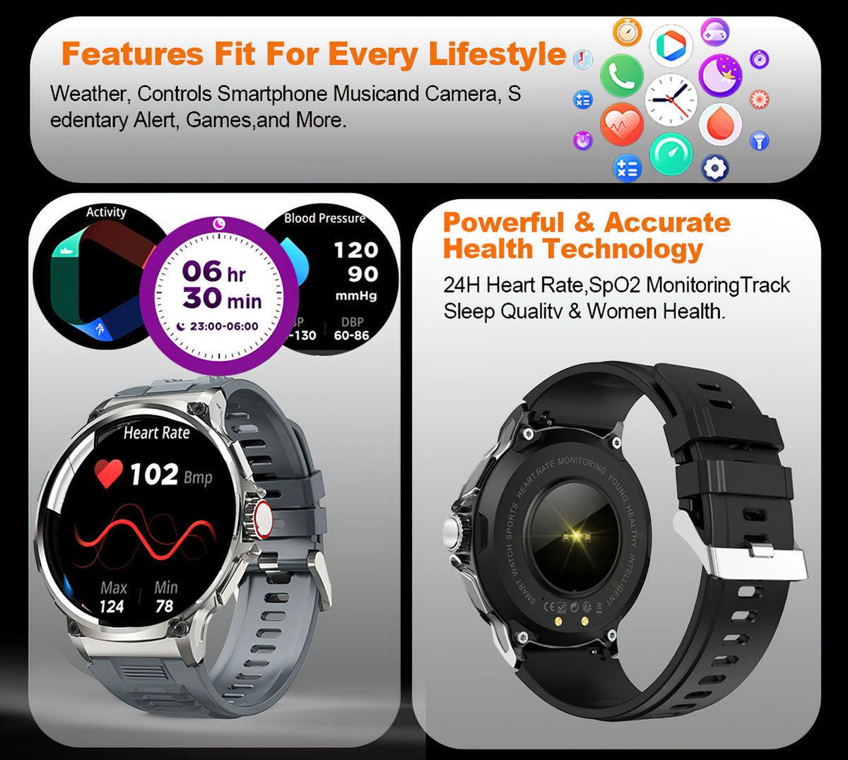 Bluetooth Calling Heart Rate Blood Oxygen Multi Sport Smart Watch