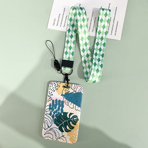 Green Plant Series Simple Fashion Lanyard Card Cover