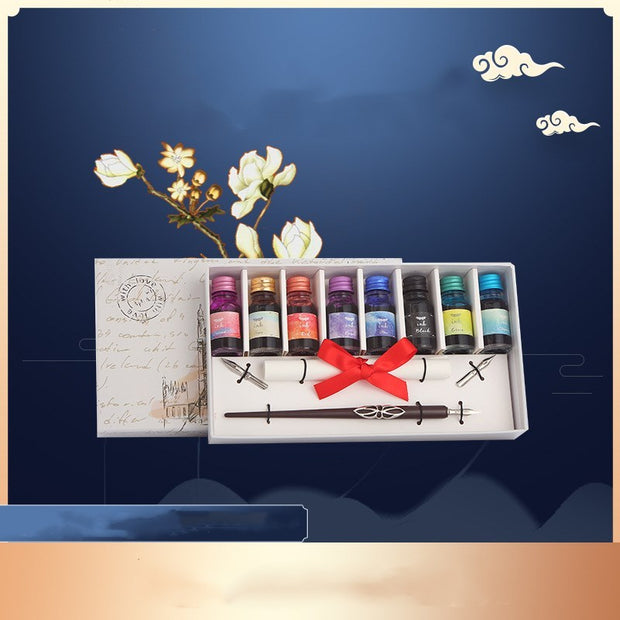 Pen and Ink Gift Box Wooden Dip Pen Set