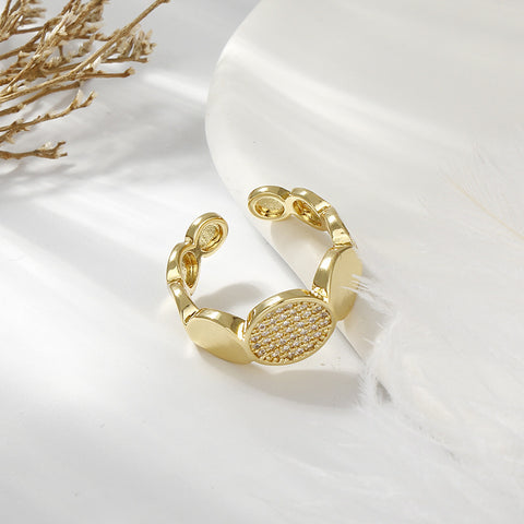 Double Layer Zircon Female Simple Ring Opening