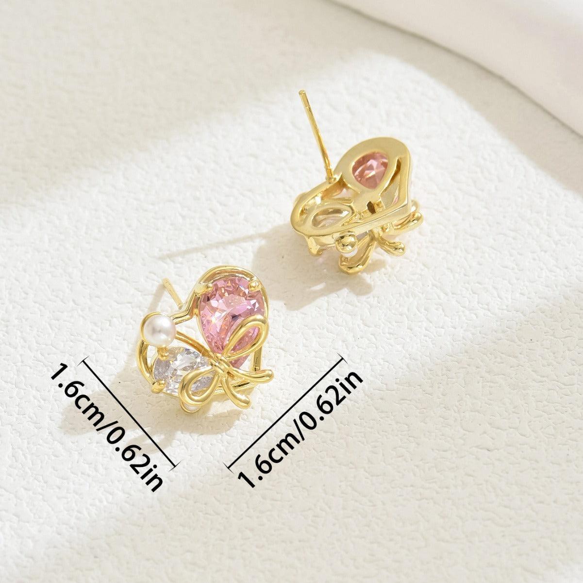 Women's Ear Studs Niche Inlaid Zircon Design