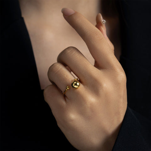 S925 Sterling Silver Cute Argent Pur All-match Ball Ring