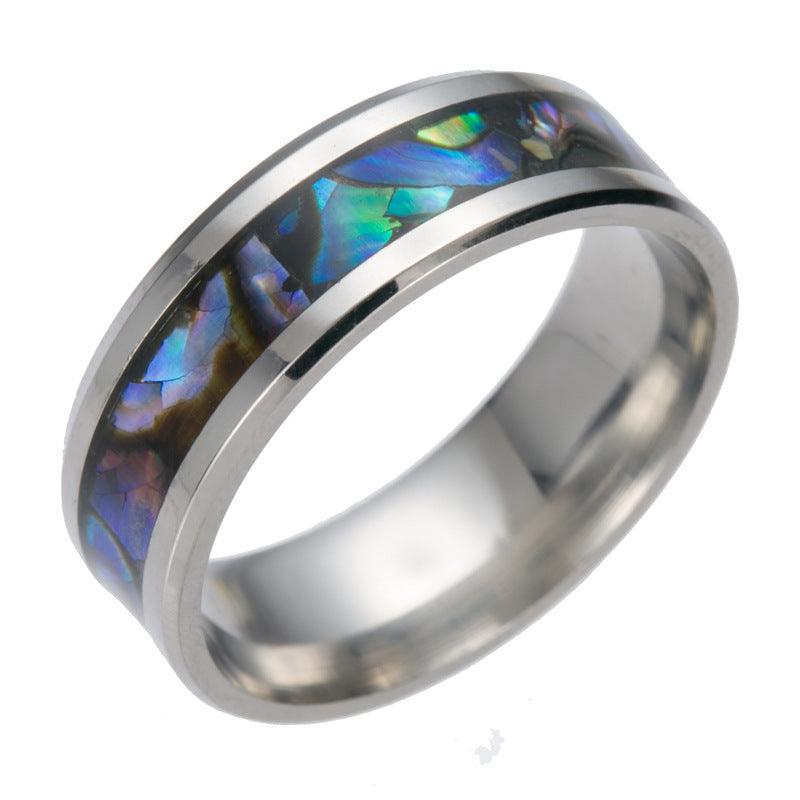 Titanium steel color shell ring high-end ring men's men's men's new personality gift Europe and the United States explosion factory