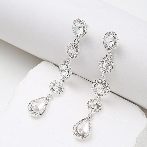 Retro Stud Earrings Female Long Rhinestone-encrusted Design
