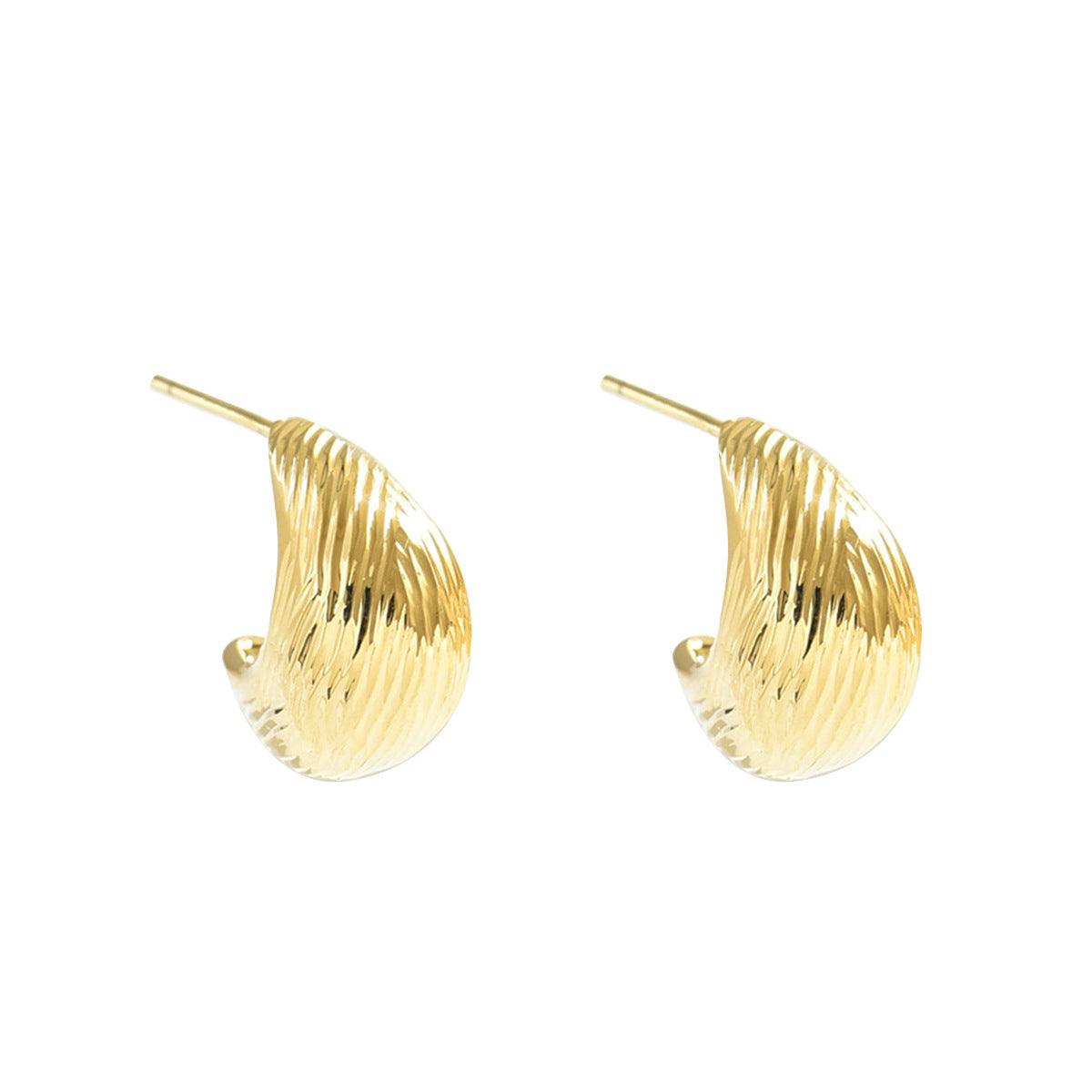 Niche Women's Ear Studs Geometric Pleated Lines