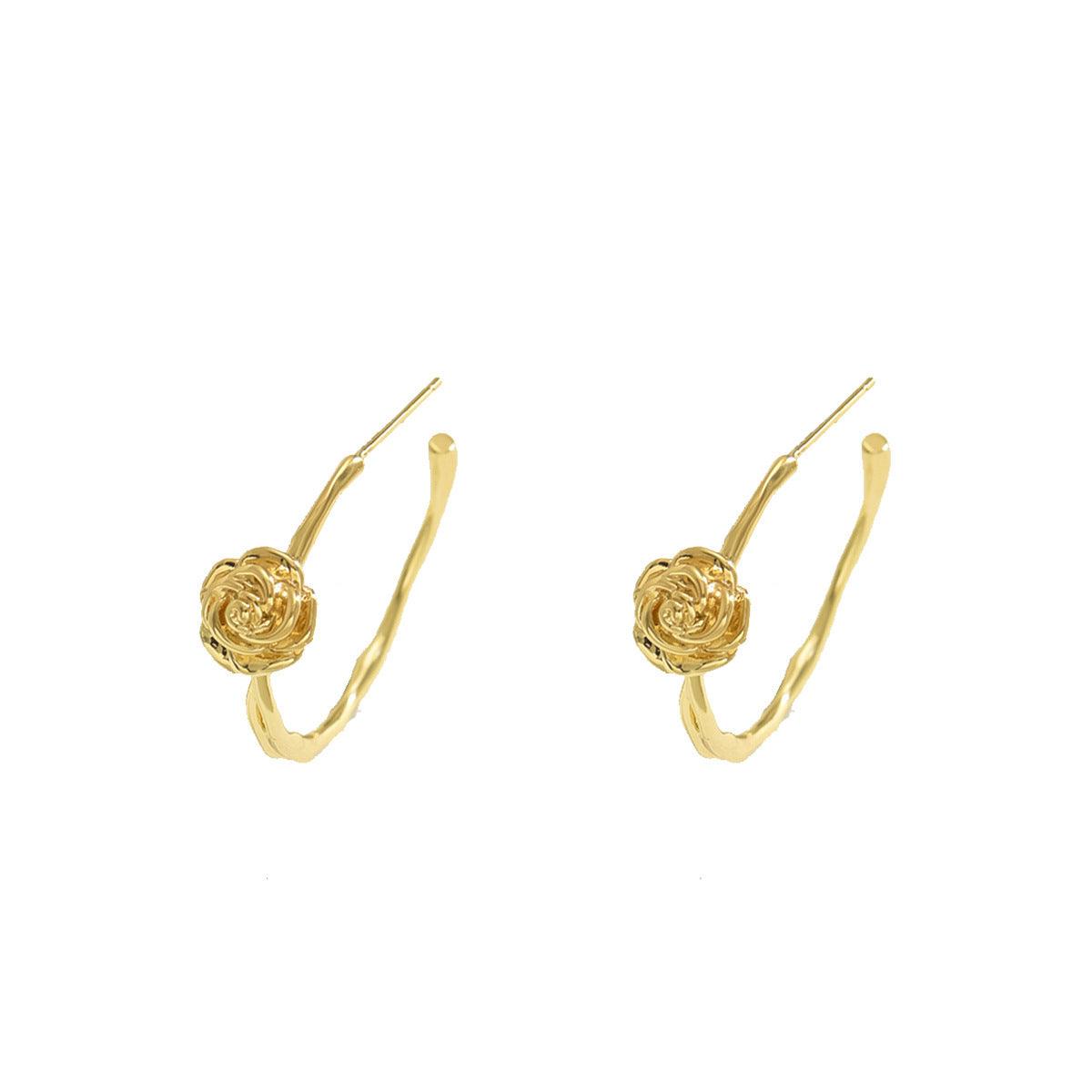 Women's Fashion OL Flower Rose Design Earrings