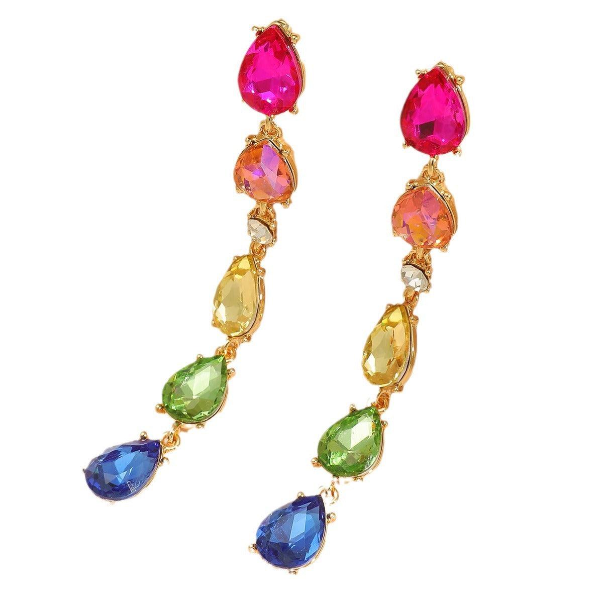 Colorful Diamond Crystal Earrings