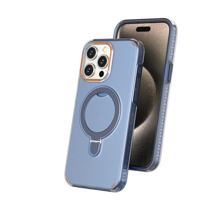 New Colorful Magnetic Bracket Phone Case With Holder Stand Cover For I Phone Magnetic Transparent Wireless Charge Case For Phone