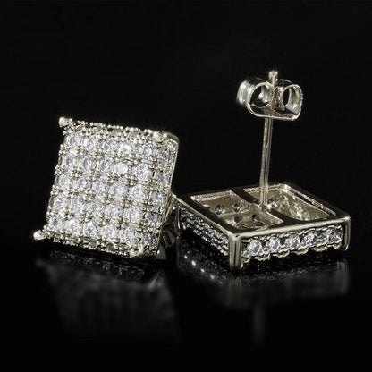 Fashion Micro Inlaid Zircon Square Stud Earrings