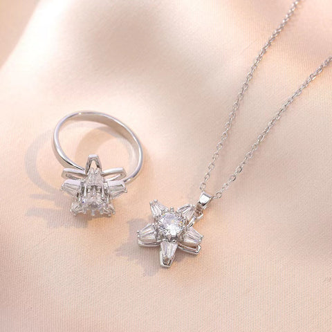 Necklace Female Flower Micro Inlaid Zircon Rotation