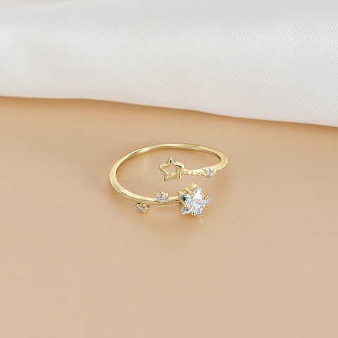 Double Layer Zircon Female Simple Ring Opening