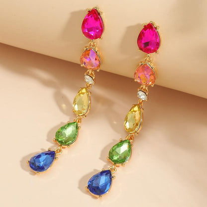 Colorful Diamond Crystal Earrings