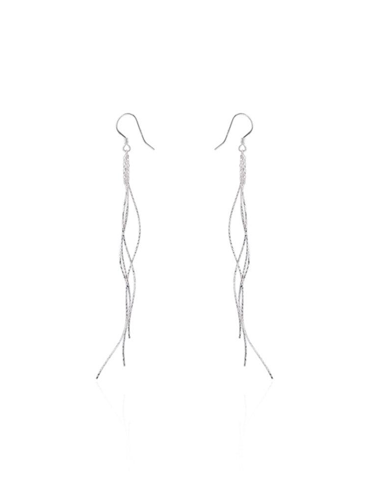 Trendy Long Sterling Silver High-end Tassel Earrings