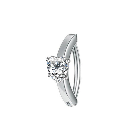 Minimally Embedded Zircon Half Moon Button Navel Ring