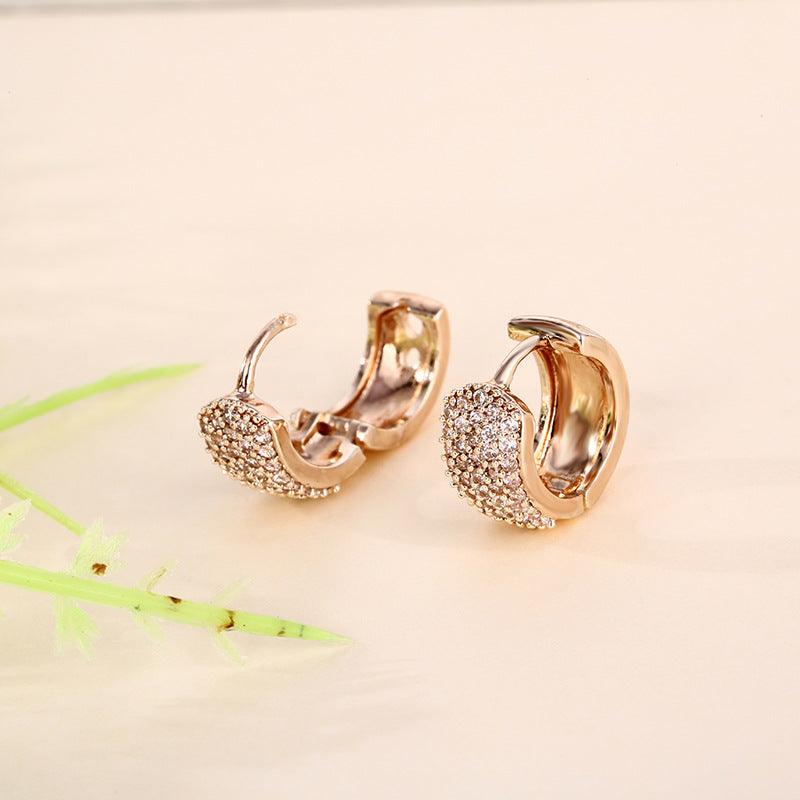 Temperament Zircon With Diamond Geometric Full Diamond Ear Ring