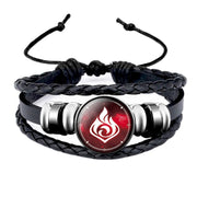 Genshin Impact Leather Bracelet Eye of God Element Snap Button Bracelets