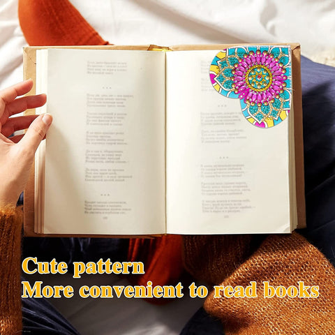 PU Leather Handmade Stick-on Crystals Flower Cornerite Bookmark