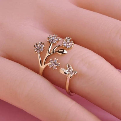 Butterfly Tree Leaf Wedding Ring - Souvenirs 4 you