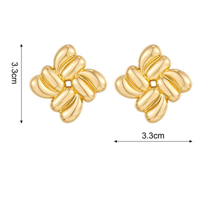 Electroplated Real Gold Vintage Zircon Stud Earrings For Women