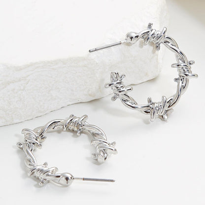 Hip Hop Stud Earrings Female Thorn Winding