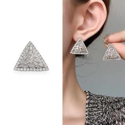 Women's Simple Rhinestone Triangle Stud Earrings Fashion