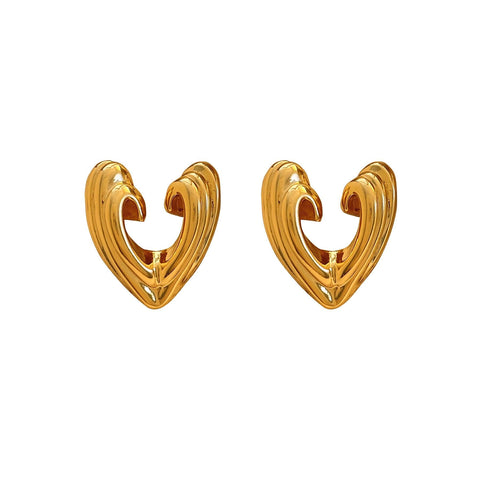 Textured Three-dimensional Heart-shaped Ear Studs Special-interest Design