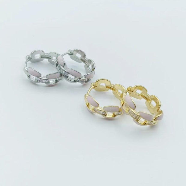 Niche Hollow Stud Earrings Geometric Color Oil Design Sense