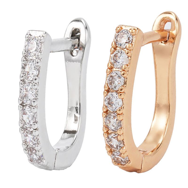 U-shaped Zircon Earrings Micro-inlaid Fashion