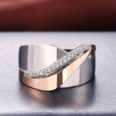 Electroplating Two-color Diamond-studded Ring
