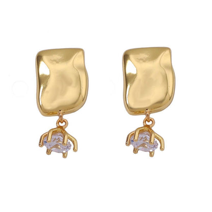 Retro Inlaid Zircon Asymmetric Irregular Earrings