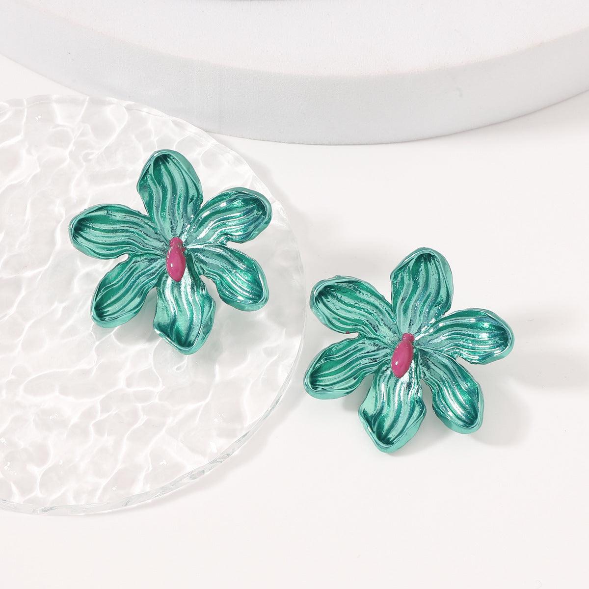 Oil-spot Glaze Flowers Trendy Fashion Special-interest Earrings