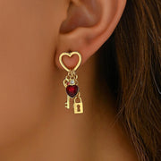 Simple Love Female Diamond Lock-shaped Special-interest Earrings