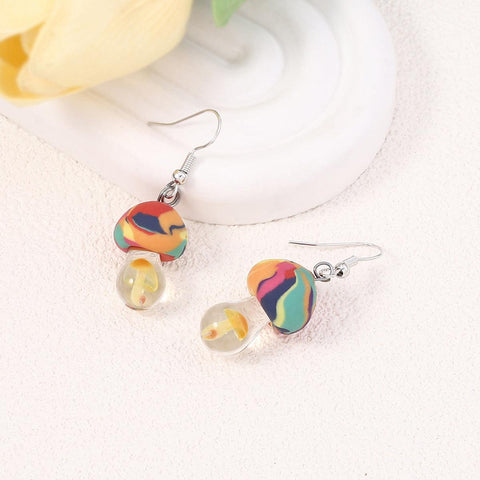 Stereo Simulation Polymer Clay Cute Mushroom Ear Hook Creative