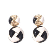 Fashion Black And White Dripping Geometric Round Earrings