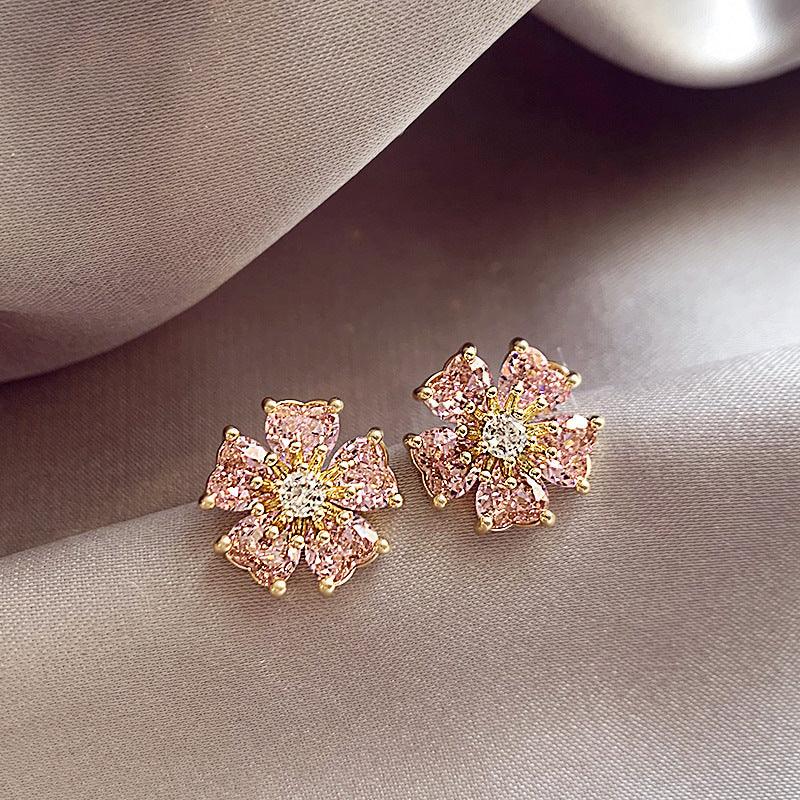 Flower Stud Earrings For Women Sterling Silver Needle