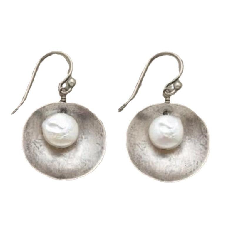 Minority Simple Silver Inlaid Pearl Women's Earrings